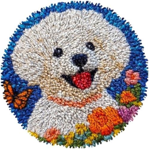 Wallphantom Knüpfhaken-Teppich-Set,Bichon Frise Hund und Schmetterling,DIY-Häkelteppich für Erwachsene,Kinder,Anfänger,Teppich-Hakensets,kreatives Basteln,Heimdekoration,50x50cm Wallphantom Knüpfhaken-Teppich-Set,Bichon Frise Hund und Schmetterling,DIY-Häkelteppich für Erwachsene,Kinder,Anfänger,Teppich-Hakensets,kreatives Basteln,Heimdekoration,50x50cm von Wallphantom