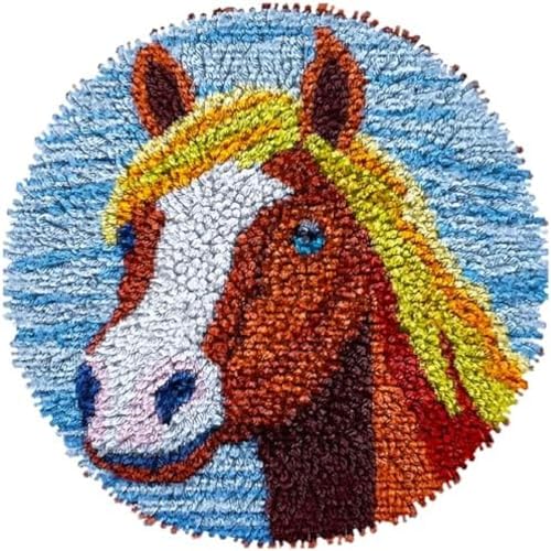 Wallphantom Knüpfhaken-Teppich-Set,Braunes Pferd,DIY-Knüpfhaken Teppichherstellungs-Set für Erwachsene,Teppichherstellung,Handarbeit für Anfänger,Heimdekoration,50x50cm von Wallphantom