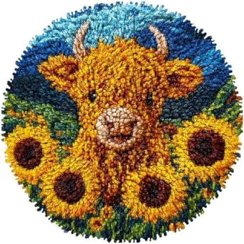 Wallphantom Knüpfhaken-Teppich-Set,Niedliche Hochlandkuh in Sonnenblumen,DIY Knüpfteppich Zum Selber knüpfen,Knüpfsets Latch Hook Kit Selbst Knüpfen Set für Kinder und Erwachsene,50x50cm Wallphantom Knüpfhaken-Teppich-Set,Niedliche Hochlandkuh in Sonnenblumen,DIY Knüpfteppich Zum Selber knüpfen,Knüpfsets Latch Hook Kit Selbst Knüpfen Set für Kinder und Erwachsene,50x50cm von Wallphantom