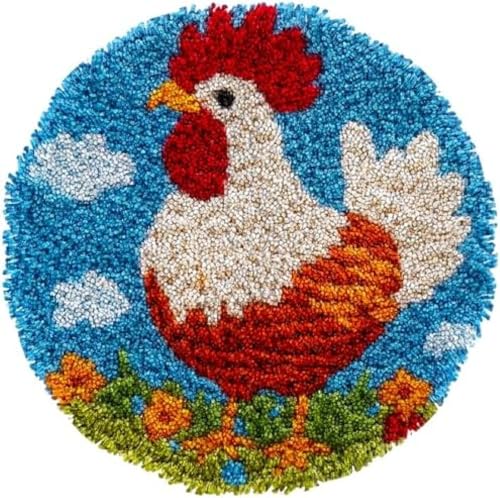 Wallphantom Knüpfhaken-Teppich-Set,Niedlicher Cartoon-Hahn,DIY Knüpfteppich Zum Selber knüpfen,Knüpfsets Latch Hook Kit Selbst Knüpfen Set für Kinder und Erwachsene,50x50cm Wallphantom Knüpfhaken-Teppich-Set,Niedlicher Cartoon-Hahn,DIY Knüpfteppich Zum Selber knüpfen,Knüpfsets Latch Hook Kit Selbst Knüpfen Set für Kinder und Erwachsene,50x50cm von Wallphantom