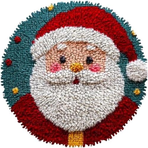 Wallphantom Knüpfhaken-Teppich-Set,Weihnachtsmann,DIY Knüpfteppich Zum Selber knüpfen,Knüpfsets Latch Hook Kit Selbst Knüpfen Set für Kinder und Erwachsene,50x50cm von Wallphantom