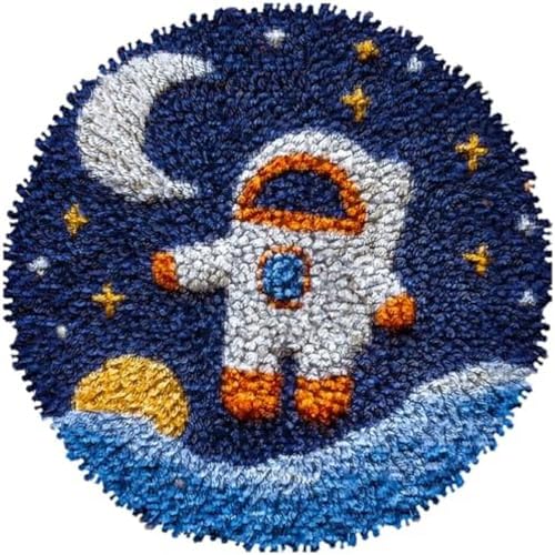 Wallphantom Knüpfhaken-Teppich-Set,Weltraummond,DIY-Knüpfhaken Teppichherstellungs-Set für Erwachsene,Teppichherstellung,Handarbeit für Anfänger,Heimdekoration,50x50cm von Wallphantom