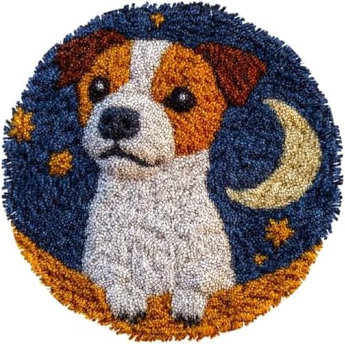 Wallphantom Knüpfkissen DIY Riegel Haken Kits,Süßer Süßer Jack Russell mit Mond,DIY Wandteppich Teppich Herstellung für Kinder Erwachsene Anfänger Wohnkultur,50x50cm Wallphantom Knüpfkissen DIY Riegel Haken Kits,Süßer Süßer Jack Russell mit Mond,DIY Wandteppich Teppich Herstellung für Kinder Erwachsene Anfänger Wohnkultur,50x50cm von Wallphantom