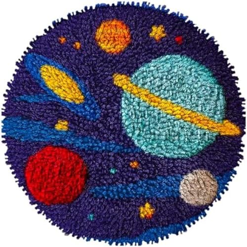 Wallphantom Knüpfteppich Set DIY,Bunte Weltraumplaneten,Handarbeit Set Knüpfset für Anfänger,Teppich zum Selber Knüpfen Basteln Erwachsene Kreativ,Haus Dekoration Geschenk,50x50cm von Wallphantom