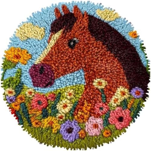 Wallphantom Knüpfteppich Zum Selber Knüpfen-Sets,Braunes Pferd in Blumen,Vorgedrucktes Muster Teppich Stickerei Handwerk Für Erwachsene,Handarbeit Selbst Knüpfen Set,50x50cm Wallphantom Knüpfteppich Zum Selber Knüpfen-Sets,Braunes Pferd in Blumen,Vorgedrucktes Muster Teppich Stickerei Handwerk Für Erwachsene,Handarbeit Selbst Knüpfen Set,50x50cm von Wallphantom