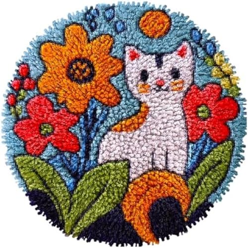Wallphantom Knüpfteppich Zum Selber Knüpfen-Sets,Katze und Blumen,Diy-Knüpfteppich-Set Für Anfänger,Unfertiger Häkelteppich,Stickteppich,Heimdeko Geschenk,50x50cm Wallphantom Knüpfteppich Zum Selber Knüpfen-Sets,Katze und Blumen,Diy-Knüpfteppich-Set Für Anfänger,Unfertiger Häkelteppich,Stickteppich,Heimdeko Geschenk,50x50cm von Wallphantom