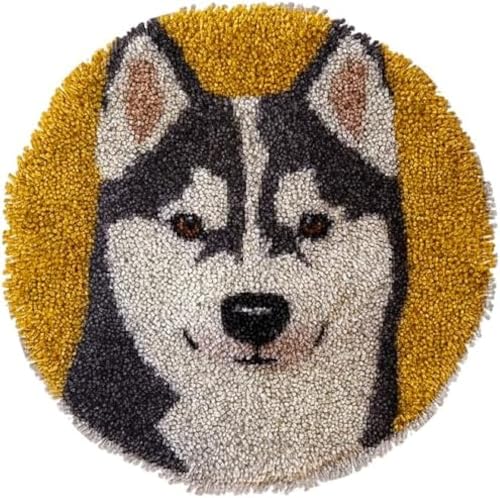 Wallphantom Latch Hook Rug Kit,Husky Hund auf Stuhl,Haken Hobby Basteln Für Erwachsene Teppichstickerei Gobelin-Set Handarbeits-Teppich,Teppich,50x50cm Wallphantom Latch Hook Rug Kit,Husky Hund auf Stuhl,Haken Hobby Basteln Für Erwachsene Teppichstickerei Gobelin-Set Handarbeits-Teppich,Teppich,50x50cm von Wallphantom