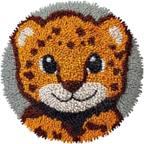 Wallphantom Latch Hook Rug Kit,Kleiner Leopard,Haken Hobby Basteln Für Erwachsene Teppichstickerei Gobelin-Set Handarbeits-Teppich,Teppich,50x50cm Wallphantom Latch Hook Rug Kit,Kleiner Leopard,Haken Hobby Basteln Für Erwachsene Teppichstickerei Gobelin-Set Handarbeits-Teppich,Teppich,50x50cm von Wallphantom