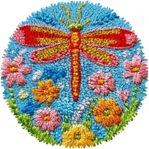 Wallphantom Latch Hook Rug Kit,Libelle auf Blumen,Haken Hobby Basteln Für Erwachsene Teppichstickerei Gobelin-Set Handarbeits-Teppich,Teppich,50x50cm Wallphantom Latch Hook Rug Kit,Libelle auf Blumen,Haken Hobby Basteln Für Erwachsene Teppichstickerei Gobelin-Set Handarbeits-Teppich,Teppich,50x50cm von Wallphantom