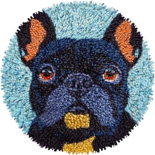 Wallphantom Latch Hook Rug Kit,Schwarze französische Bulldogge,Haken Hobby Basteln Für Erwachsene Teppichstickerei Gobelin-Set Handarbeits-Teppich,Teppich,50x50cm Wallphantom Latch Hook Rug Kit,Schwarze französische Bulldogge,Haken Hobby Basteln Für Erwachsene Teppichstickerei Gobelin-Set Handarbeits-Teppich,Teppich,50x50cm von Wallphantom