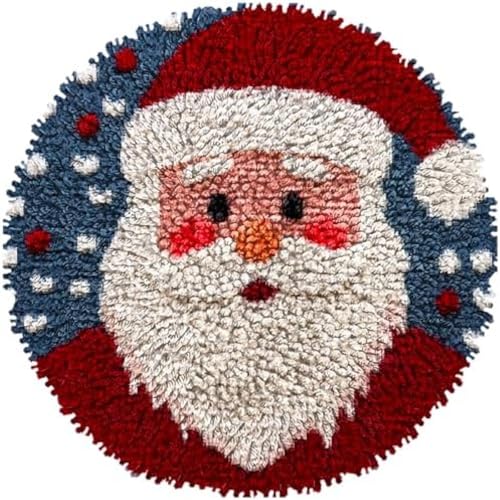 Wallphantom Latch-Hook-Teppich-Kit,Weihnachtsmann,DIY Knüpfstern Set Knüpfteppich-Set,DIY-Teppich für Wohnkultur für Kinder und Erwachsene,50x50cm von Wallphantom