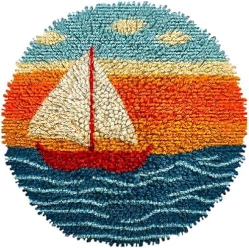 Wallphantom Riegel Haken Teppich Kits Für Erwachsene Kinder,Segelboot unter Sonnenuntergang,Bedruckte Leinwand Häkeln Handarbeit Handwerk Teppich Kissen Matte Wandteppich,50x50cm Wallphantom Riegel Haken Teppich Kits Für Erwachsene Kinder,Segelboot unter Sonnenuntergang,Bedruckte Leinwand Häkeln Handarbeit Handwerk Teppich Kissen Matte Wandteppich,50x50cm von Wallphantom