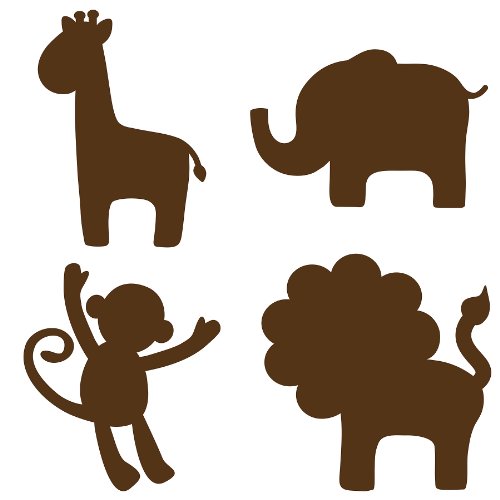 Wallpops Baby Silhouettes Set, 4 Teile, Espresso Dschungelbraun von Wallpops