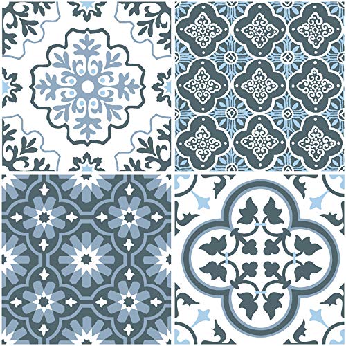 FloorPops FP2951 Leyton Peel & Stick Bodenfliesen, blau, 12 x 12 inches von FloorPops