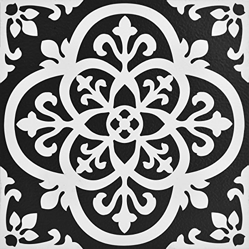 WallPops FP2475 Gothic Peel & Stick Bodenfliesen, Schwarz, 10-teiliges Set von FloorPops