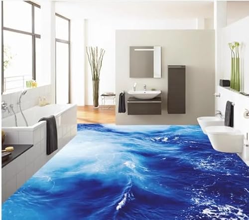 3D Meer Welle Bad Wohnzimmer Boden PVC-Boden Tapete Home Dekoration Wasserdichte Tapete Für Badezimmer 3D,350cmX245cm von Wallquartz