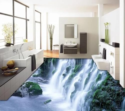 Customized 3D Floor Mural Outdoor Magnificent Waterfall Landscape Self-Adhesive 3D Wallpaper Home Decor,430cmX300cm von Wallquartz