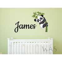 Benutzerdefinierte Name Panda Bär Und Zweige Abziehbilder, Wandtattoo Für Baby Raumdekorationen, Kinderzimmer Aufkleber Zuhause Kinder Schlafzimmer von WallsArtStudio