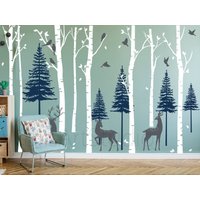 Birke Bäume Wandtattoo, Kinderzimmer Deers Wald Abnehmbare Kiefer Vinyl Aufkleber Für Dekor, Schlafzimmer Peel von WallsArtStudio