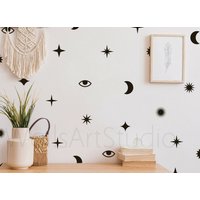 Boho Celestial Nahtlose Muster Für Schlafzimmer Wanddekoration, Waschraum Wandtattoo, Kinderzimmer Wandkunst, Wanddekoration von WallsArtStudio