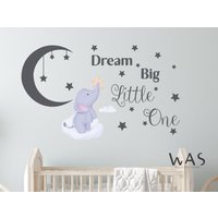 Dream Big Little One Wandtattoo Elefant Inspirierende Zitate Kinder Wandsticker Für Schlafzimmer Spielzimmer Kinderzimmer Dekoration Wanddeko von WallsArtStudio