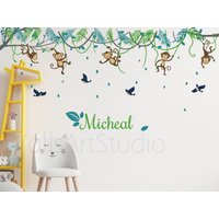 Dschungel Affen Baum Wandtattoo, Reben Mit Mädchen Jungen Zimmer Kinderzimmer Wandtattoo Für Schlafzimmer Wanddekoration von WallsArtStudio