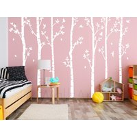 Große Birke Baum Aufkleber, Wanddekor, Peel Stick Abnehmbare Vinyl Dekor, Schlafzimmer Kinderzimmer Wandkunst, 7 Stück Set Kunst von WallsArtStudio