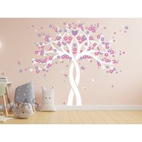 Kirschblüten Bäume Wandtattoo, Großer Baum Mädchen Zimmer Aufkleber, Kinderzimmer Wandtattoo Für Schlafzimmer Wanddekoration von WallsArtStudio