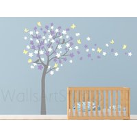 Kirschblüten Baum Wandaufkleber, Mit Schmetterlingen Wandtattoo, Mädchenzimmer Kinderzimmer Wandtattoo Für Schlafzimmer Wanddekoration von WallsArtStudio