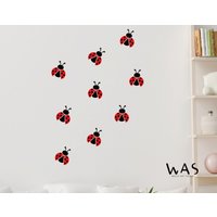 Marienkäfer Wandaufkleber, 9 Stück in 1 Set, Kinderzimmer Spielzimmer Aufkleber von WallsArtStudio