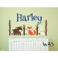 Wald Tiere Name Wand Aufkleber Kinderzimmer Baby Zimmer Wandbild Kunst Dekor Vinyl von WallsArtStudio