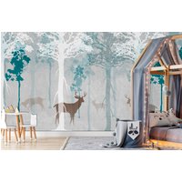 Baum Tapete Kinderzimmer Wald Wandbild, Wandkunst Klebetapete Deko von WallsDecorStudio