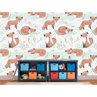 Niedliche Fuchs Kinder Tapete Kinderzimmer Wandkunst Wandkunst, Tiere Peel Stick Geschenke Für Fuchsliebhaber von WallsDecorStudio
