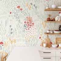 Abnehmbare Peel & Stick Tapete - Vorgeklebtes Muster Wandbedeckung Wohn Wandbilder Kinderzimmer Interior Inspo Frühling Floral Home Decor von WallsHaveSoul