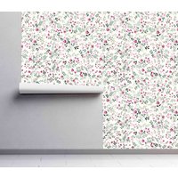 Little Flowers Muster Abnehmbare Tapete - Selbstklebende Peel & Stick Gewebte Wandbedeckung Vorgeklebtes Papier Wand Wandbilder Von Wallshavesoul von WallsHaveSoul