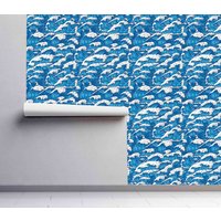 Peel & Stick Wallpaper - Meereswellen Muster Wandbedeckung Selbstklebende Vorgeklebte Tapete Abnehmbare Wohndekoration Kinderzimmer von WallsHaveSoul
