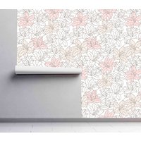 Retro Blumen Muster Wallcover - Selbstklebende Vorgeklebte Tapete Florale Illustration Abnehmbare Gewebte Schale & Stick Wandbild von WallsHaveSoul