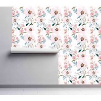 Rosa Florale Tapete - Selbstklebende Peel & Stick Abnehmbare Wandhaut Vorgeklebtes Papier Wandbedeckung Von Wallshavesoul von WallsHaveSoul