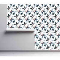 Schmetterling Muster Tapete - Selbstklebende Peel & Stick Abnehmbare Gewebte Wandbedeckung Vorgeklebtes Papier Von Wallshavesoul von WallsHaveSoul