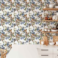 Vogel & Heidelbeeren Tapete - Selbstklebende Abnehmbare Wandverkleidung Vorgeklebte Papier Wandbilder Vögel Home Decor von WallsHaveSoul