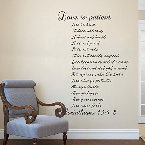 Love Is Patient Liebe Wandtattoo Christian Wall Art Wall Decal Bibel Bibel Zitat Aufkleber (Schwarz , Large) von WallsUp