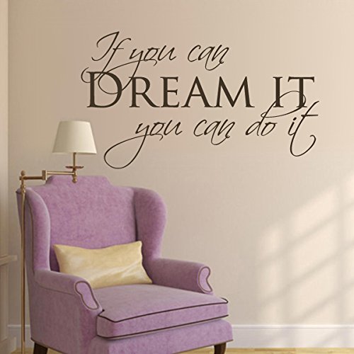 Wandaufkleber, inspirierend, Aufschrift "If You Can Dream It You Can Do It", Wohnzimmer, Zitat, Vinyl, Wandaufkleber, Familientapete (XL, schwarz) von WallsUp