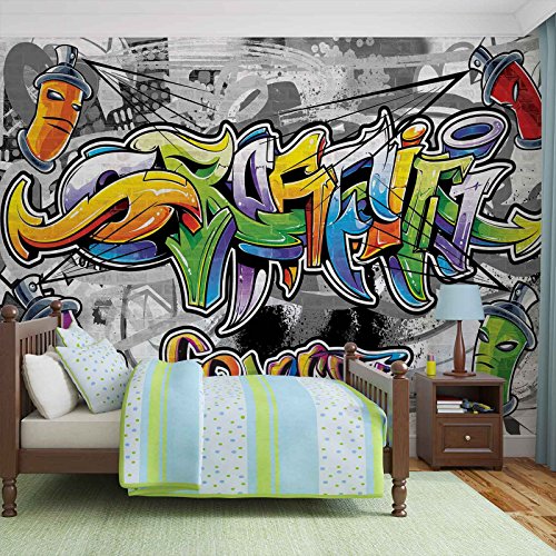 Forwall Fototapete Graffiti Jungen Streetart Jugendtapete Kinderzimmer Jungs Vlies Tapete Wandtapete UV-Beständig Hohe Auflösung Montagefertig (2295, VEXXL (312x219 cm) 3 Bahnen) von Wallsticker Warehouse