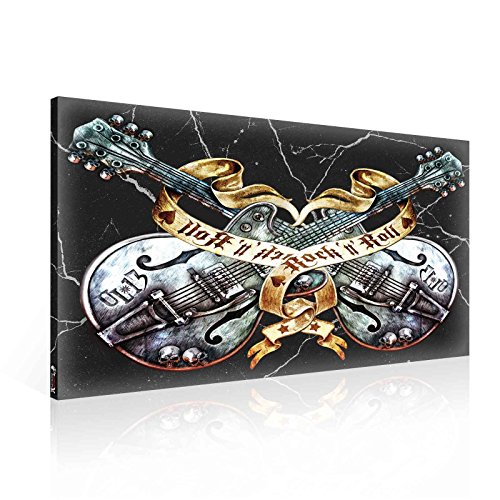 Guitarren Rock Heavy Metal Leinwand Bilder (PPD474O1FW) - Wallsticker Warehouse - Size O1 - 100cm x 75cm - 230g/m2 Canvas - 1 Piece von Wallsticker Warehouse