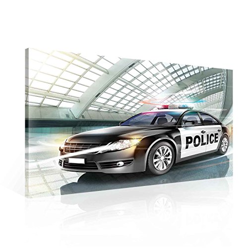Polizei Auto Wagen Leinwand Bilder (PP1522O1FW) - Wallsticker Warehouse - Size O1 - 100cm x 75cm - 230g/m2 Canvas - 1 Piece von Wallsticker Warehouse