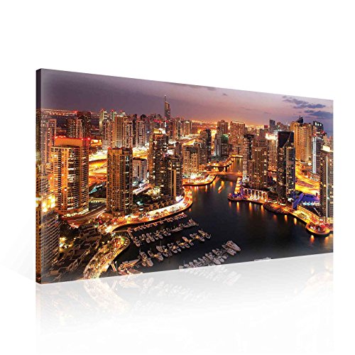 Stadt Dubai Marina Horizont Leinwand Bilder (PP997O1FW) - Wallsticker Warehouse - Size O1 - 100cm x 75cm - 230g/m2 Canvas - 1 Piece von Wallsticker Warehouse