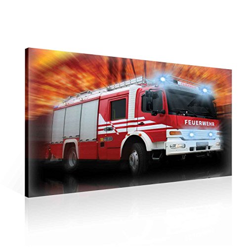 Wallsticker Warehouse Feuerwehr Auto Leinwand Bilder (PP1501O1FW) Size O1-100cm x 75cm - 230g/m2 Canvas - 1 Piece von Wallsticker Warehouse