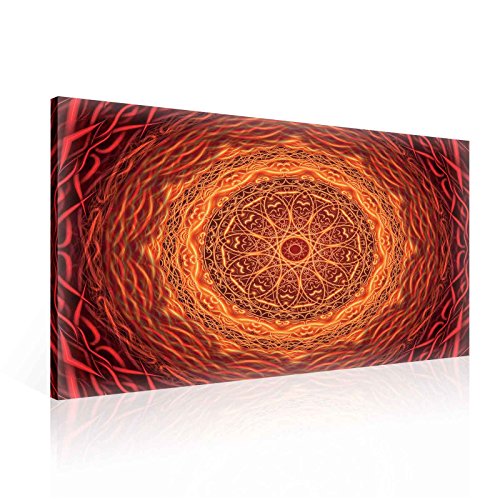 Wallsticker Warehouse Mandala Kunst Rot Orange Leinwand Bilder (PP2417O1FW) Size O1-100cm x 75cm - 230g/m2 Canvas - 1 Piece von Wallsticker Warehouse