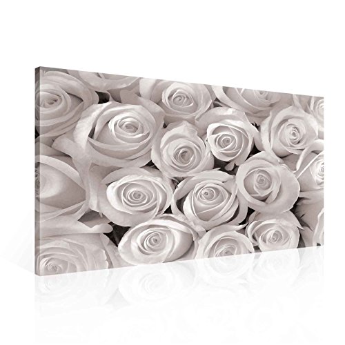Weiße Rosen Blumen Leinwand Bilder (PP1566O1FW) - Wallsticker Warehouse - Size O1 - 100cm x 75cm - 230g/m2 Canvas - 1 Piece von Wallsticker Warehouse