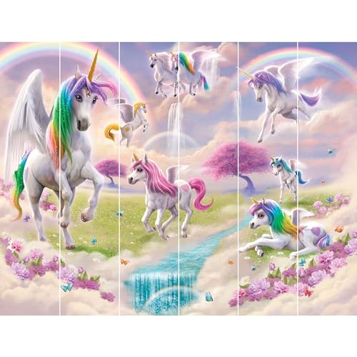 Walltastic Magisches Einhorn-Tapete, 6 Paneele, FSC-Papier, mehrfarbig, 2,4 m hoch x 3 m breit, 1 Größe von Walltastic